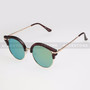 Round Shape Half Frame Mirror Lens Sunglasses 95007RV - Brown