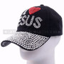 Rhinestone Baseball Caps Hat 10020 Black - I Love Jesus