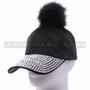 Rhinestone Baseball Caps Hat 38852 - Black Pom