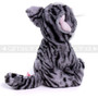 8" Meow Cat with Big Eyes Plush- Striped Grey with Blue Eyes (Right)