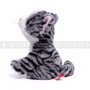 8" Meow Cat with Big Eyes Plush- Striped Grey with Blue Eyes (Left)