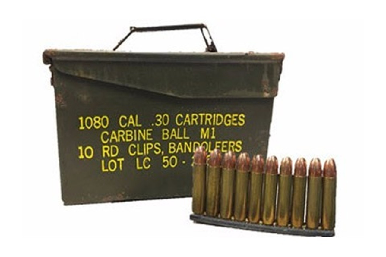 Military Surplus 30 Carbine Ammunition AM30M1CA Korean 100 Grain Full