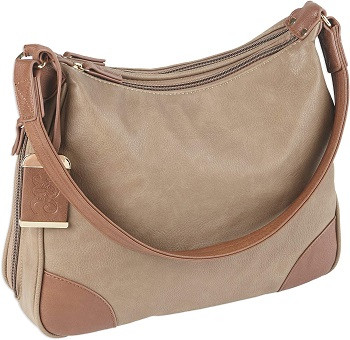 Bulldog Concealed Carry Purse BDP014 Hobo Style Taupe with Tan Trim