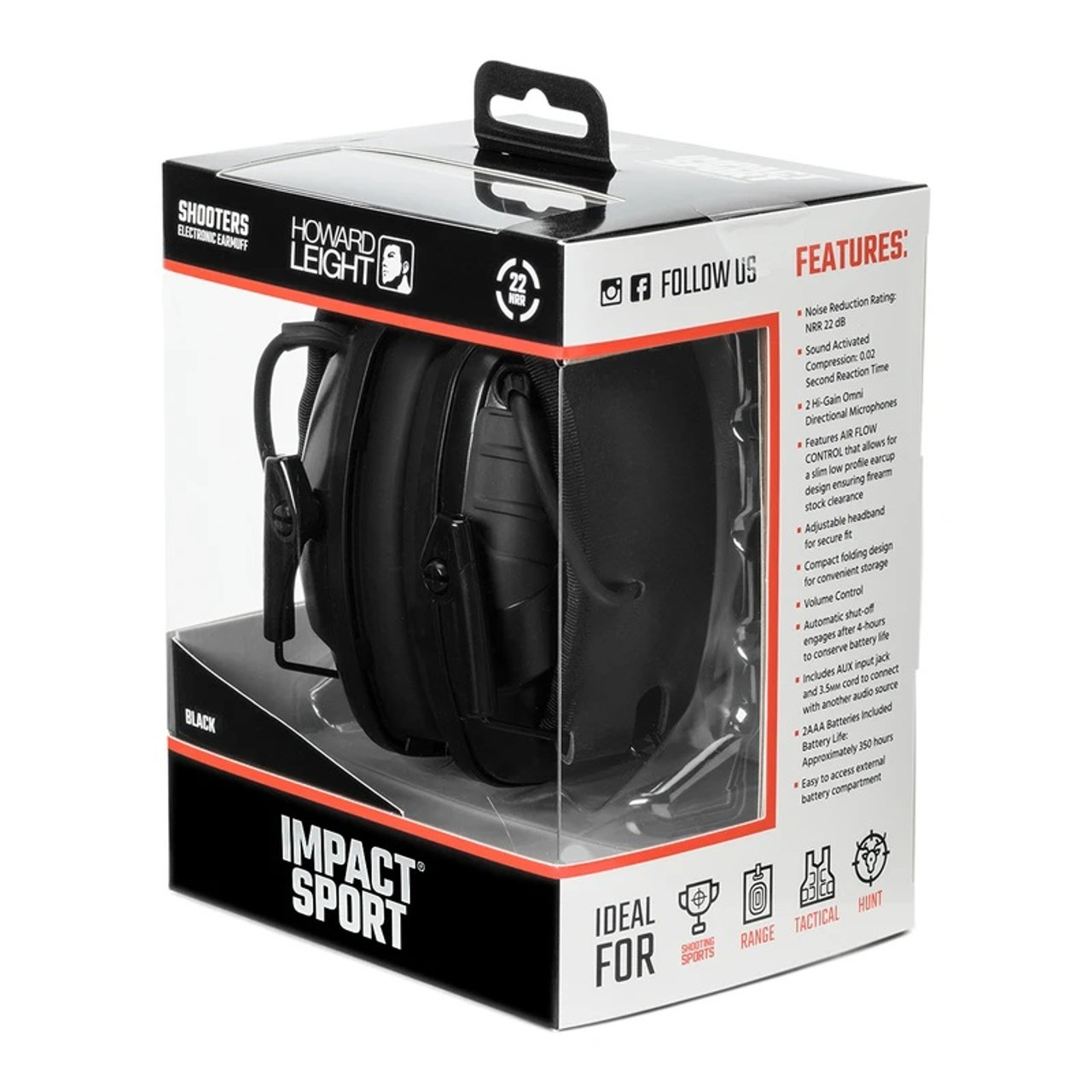 Howard Leight Impact Sport Shooters Electronic Earmuff R-02524 22 NRR