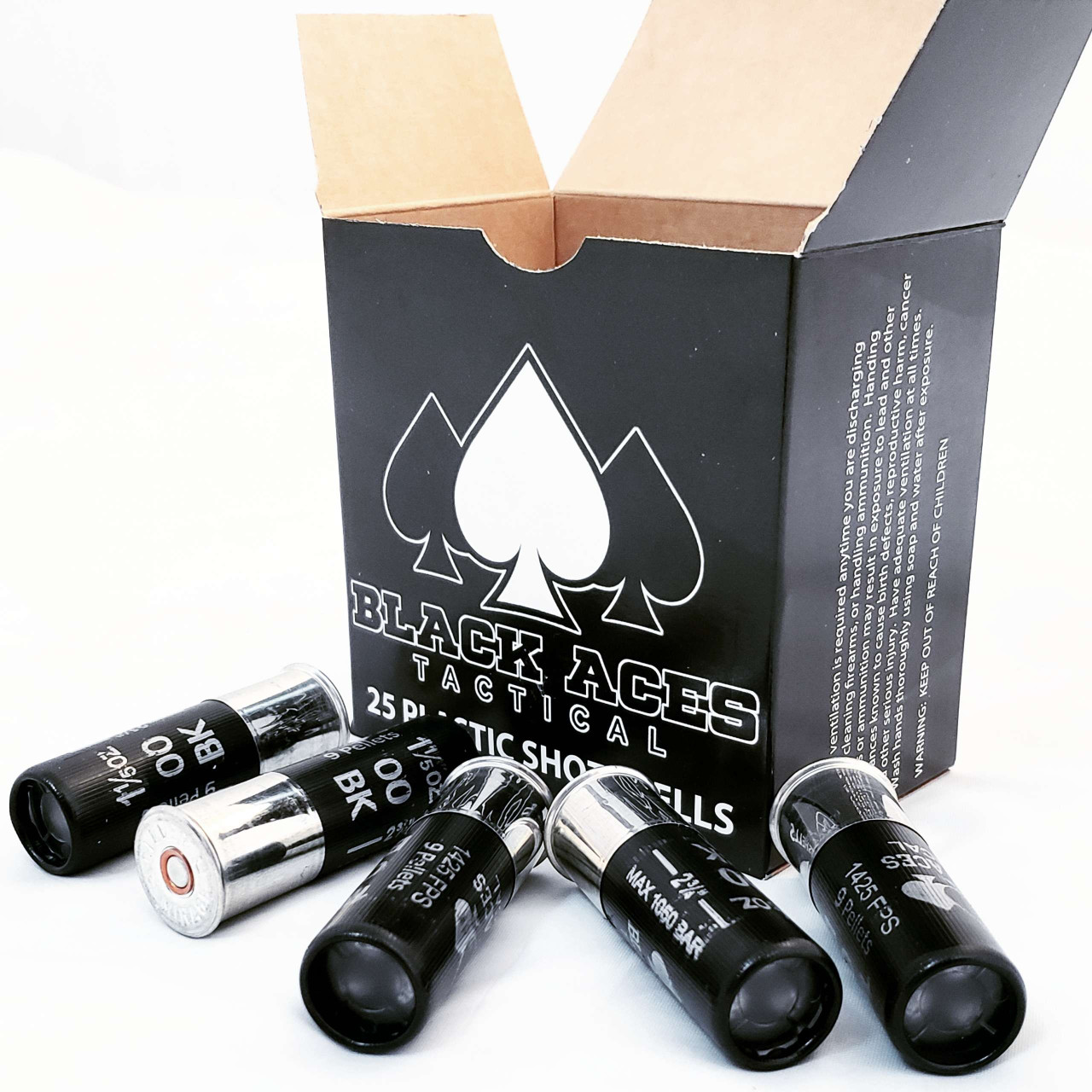 Black Aces Tactical 12 Gauge Ammunition BAT001425 2-3/4" 1-1/5 oz 00 Buck  25 Rounds