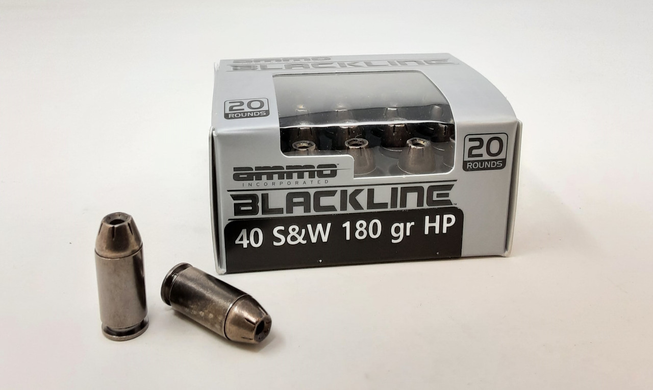 Ammo Inc Blackline 40 S&W Ammunition AI40180HPBL20 180 Grain