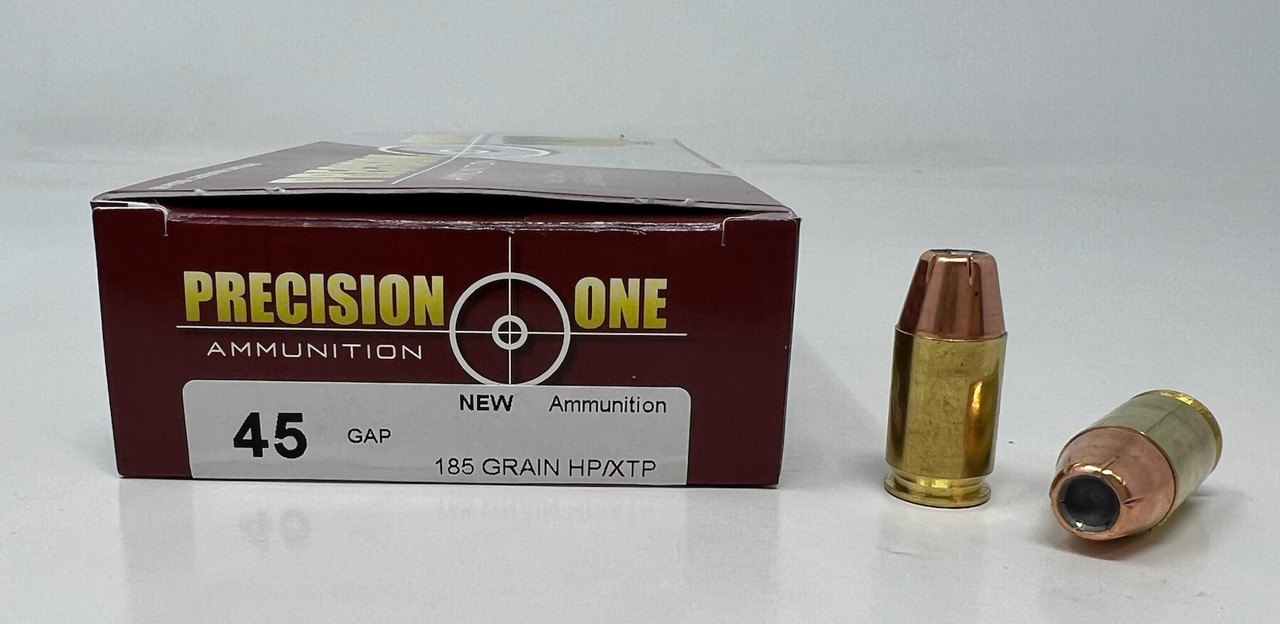Precision One 45 GAP Ammunition PONE1378 185 Grain Hollow Point XTP 50