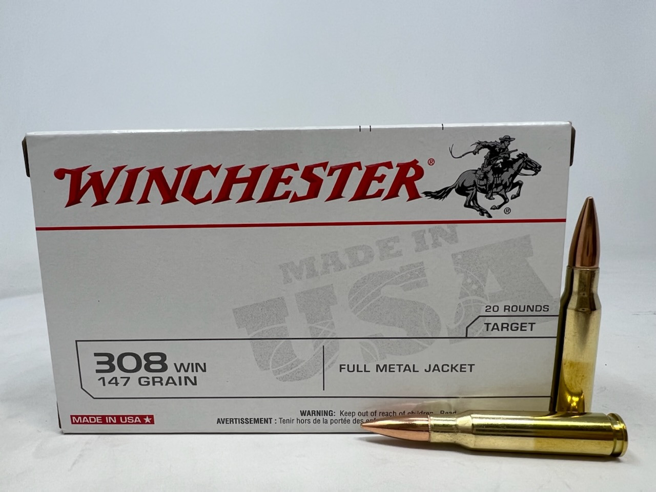 Winchester 308 Win Ammunition USA3081 147 Grain Full Metal Jacket 20 Rounds