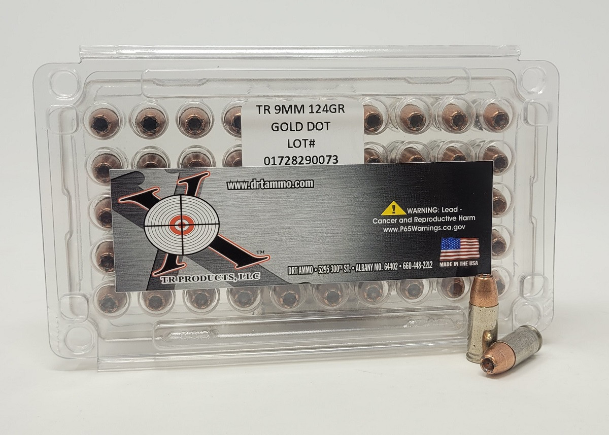 Ten Ring 9mm Ammunition TR9MMGD124 124 Grain Gold Dot Jacketed Hollow ...