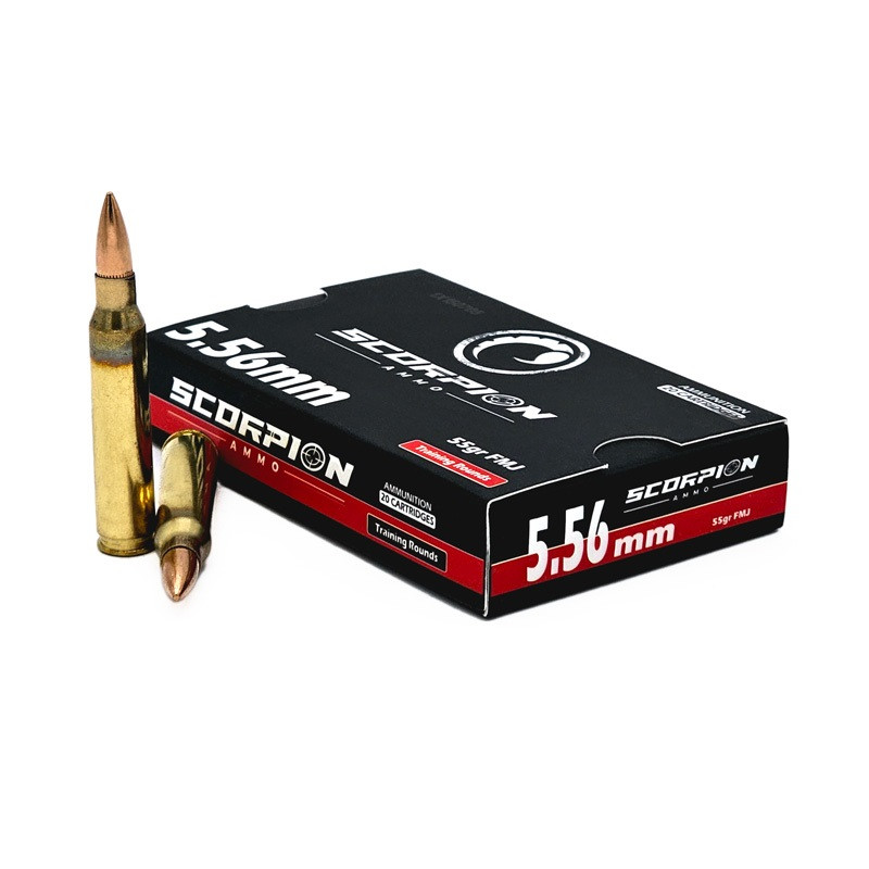 えむえー Scorpion 5.56x45mm NATO Ammunition Training 556055FMJ-T20 55 Grain