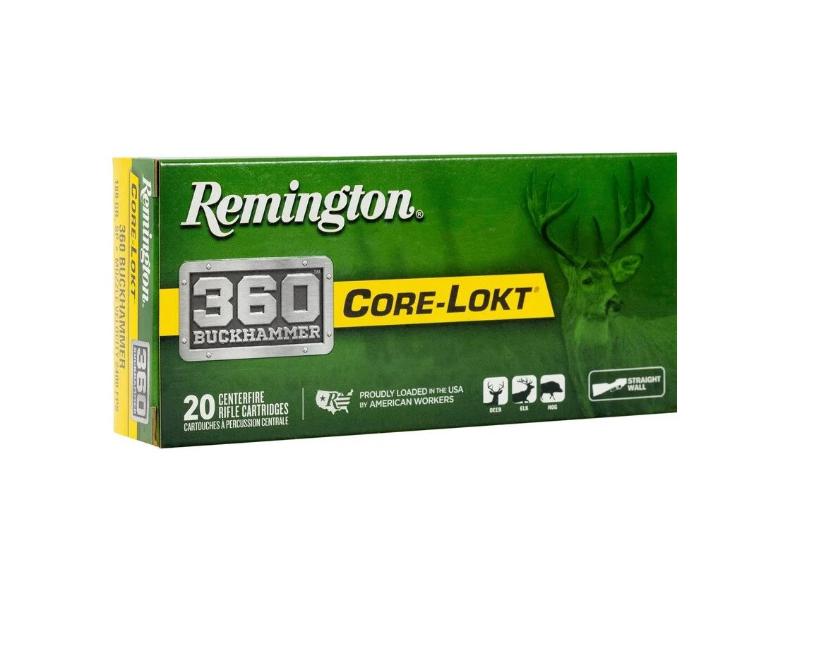 Remington 360 Buckhammer Ammunition Core-Lokt R360BH4 180 Grain Soft ...