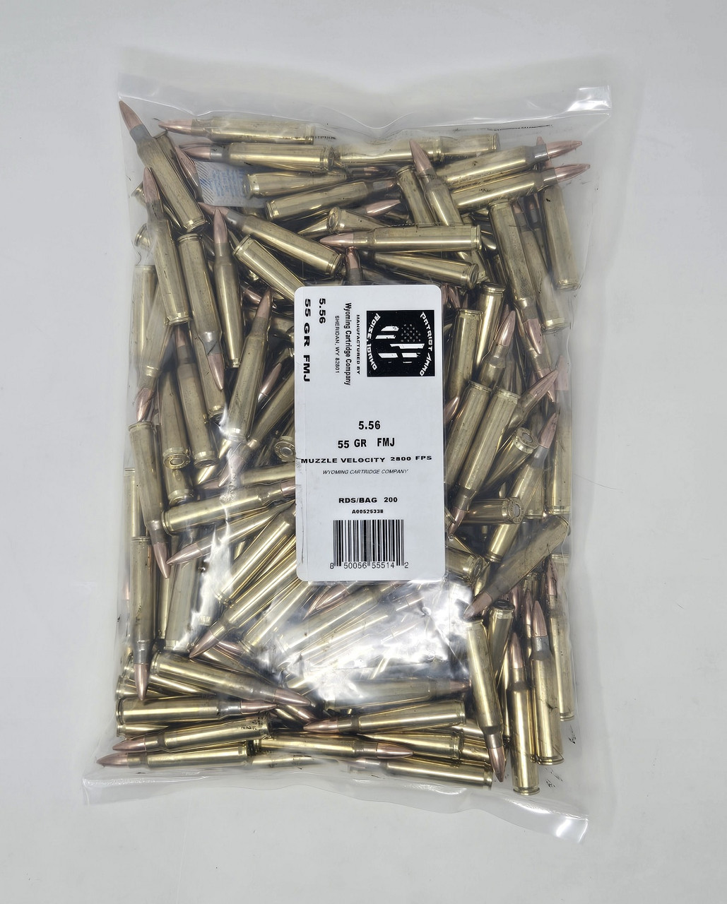Patriot Ammo 5.56x45mm NATO Ammunition PA556FMJBAG200 55 Grain Full ...