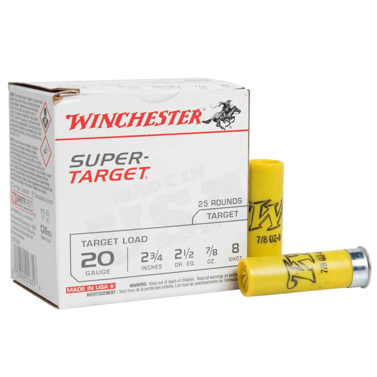 Winchester 20 Gauge Ammunition Target TRGT208 23/4" 7/8oz 8 shot CASE