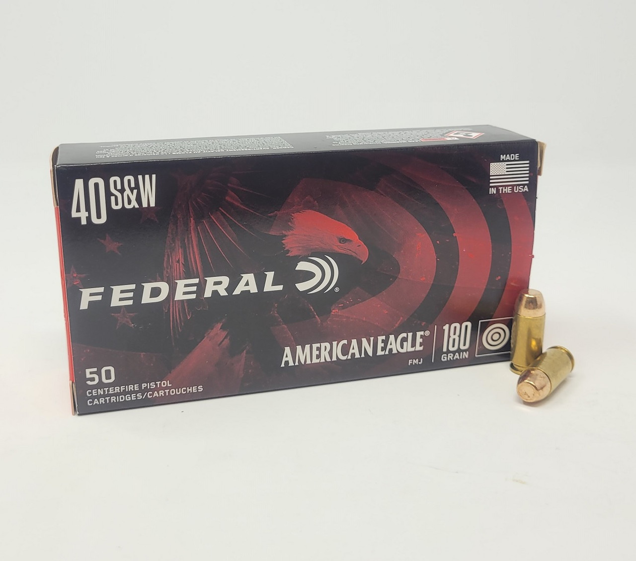 Federal 40 S&W, American Eagle, 180gr, FMJ AE40R1 50 per box