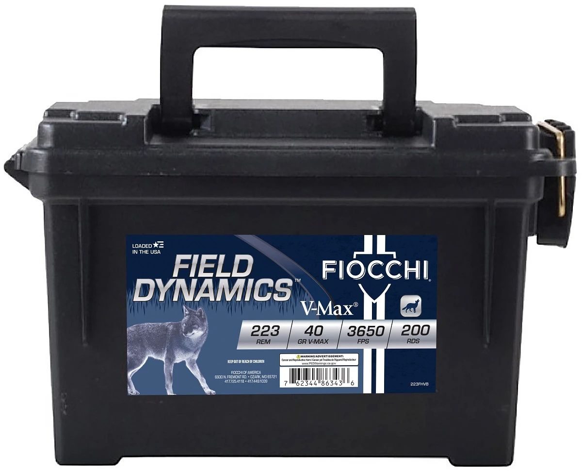 Fiocchi 223 Rem Extrema FI223FHVB 40 gr VMAX Plano Ammo Can 200rds