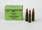 TelaAmmo 7.62x39mm Ammunition TELA76239124 124 Grain Steel Cased Full Metal Jacket 20 Rounds