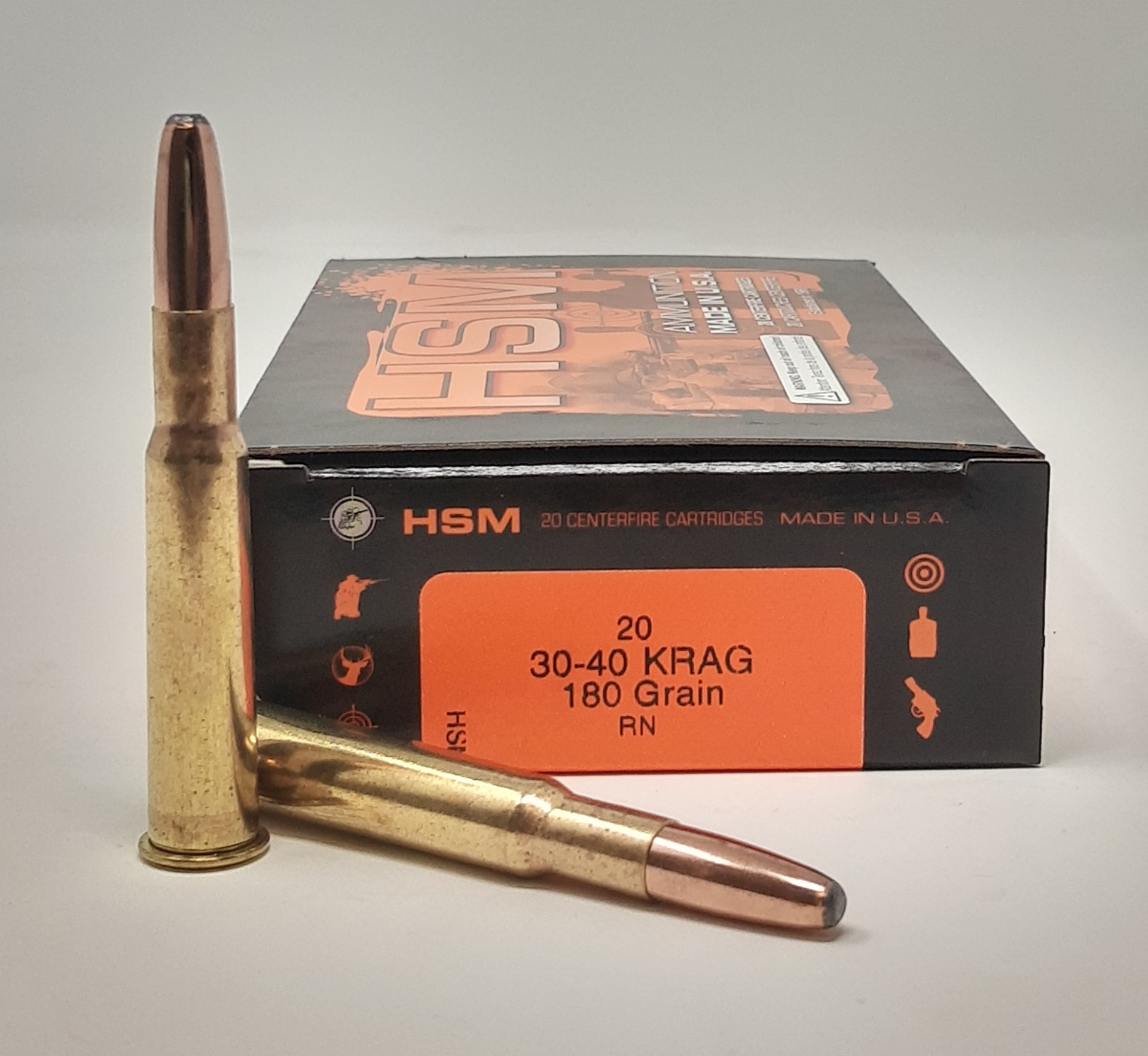HSM 30-40 Krag Ammunition HSM-30-40KRAG-13N 180 Grain Round Nose Soft .