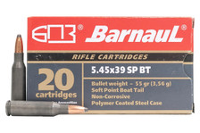 Barnaul 5.45x39mm Ammunition BARN545X39SPBT55 55 Grain Boat Tail Soft Point Steel Case CASE 500 Rounds