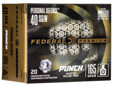 Federal 40 S&W Ammunition  PD40P1 165 Grain Punch Jacketed Hollow Point 20 rounds
