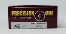 Precision One 45 Auto Ammunition PONE122 230 Grain Jacketed Hollow Point 50 Rounds