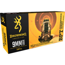 Browning 9mm Luger Ammunition 147 Grain BPT Full Metal Jacket 50 Rounds