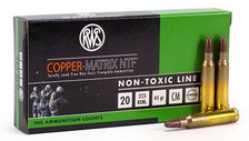 RWS 223 Rem Ammunition 45 Grain Frangible Copper Matrix 20 Rounds