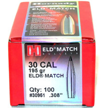 Hornady 30 Cal (.308 Dia) Reloading Bullets 195 Grain 30951 ELD Match 100 Pieces