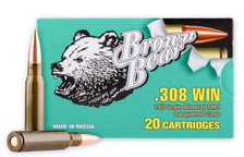 Brown Bear .308 Winchester Ammunition AB308FMJ 145 Grain Bimetal Full Metal Jacket 20 Rounds