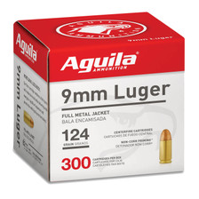 Aguila 9mm Luger Ammunition 1E092108 124 Grain Full Metal Jacket Bulk Pack 300 Rounds