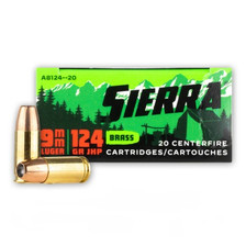 Sierra Outdoor Master 9mm Luger Ammunition SRAA812420 124 Grain Jacketed Hollow Point 20 Rounds