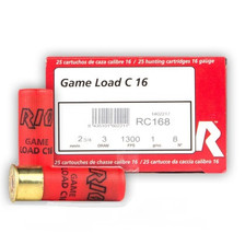 Rio 16 Gauge Game Load Ammunition RC168 2-3/4" 3 Dram 1 oz #8 Shot CASE 250 Rounds