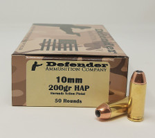 Defender 10mm Auto Ammunition DEF10MM200HAP 200 Grain Hornady Action Pistol 50 Rounds