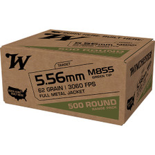 Winchester 5.56x45mm NATO M855 Ammunition WM855500 62 Grain Full Metal Jacket Green Tip 500 Rounds