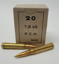 Greek 1940's Surplus 8mm Mauser Ammunition AM8001 198 Grain Lead Core Full Metal Jacket 20 Rounds