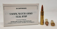 Armscor 5.56mm Match Ammunition ARM50255 White Box 52 Grain Boat Tail Hollow Point 20 Rounds