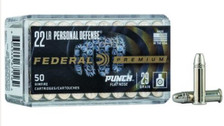 Federal Premium Self Defense 22LR Ammunition FPD22L1 29 Grain Lead Core Flat Point 50 Rounds