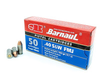 Barnaul 40 S&W Ammunition BARN40SWZNFMJ165 165 Grain Full Metal Jacket Steel Cased 50 Rounds