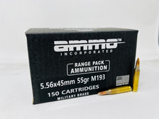 Ammo Inc 5.56x45mm Ammunition AI556055FMJ-MS150 55 Grain M193 Full Metal Jacket Military Brass Range Pack 900 Rounds