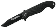 Smith & Wesson Tactical Flipper Folding Knife CKTACBS 3.5" Tanto Combo Blade Black