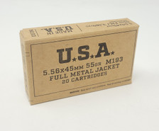 Winchester 5.56x45mm NATO Ammunition Service Grade SGM193KW 55 Grain M193 Full Metal Jacket 20 Rounds