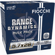 Fiocchi 5.7x28mm Ammunition Range Dynamics FI57FMJ40 40 Grain Full Metal Jacket Bulk Pack 150 Rounds