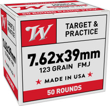 Winchester 7.62x39mm Ammunition Target & Practice W7623950 123 Grain Full Metal Jacket Range Pack 50 Rounds