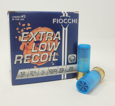 Fiocchi 12 Gauge Ammunition Extra Low Recoil FI1278OZ75CASE 2-3/4" #7.5 Shot 7/8oz 1200fps CASE 250 Rounds