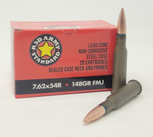Century Red Army Standard 7.62x54R Ammunition AM3421 148 Grain Full Metal Jacket 20 Rounds