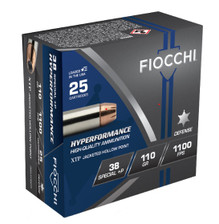 Fiocchi 38 Special +P Ammunition Hyperformance Defense FI38XTPB25 110 Grain XTP Jacketed Hollow Point 25 Rounds