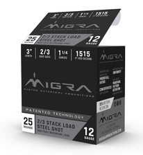 Migra 12 Gauge Ammunition Stacked Steel M12S23CASE 3" #2/3 Shot 1-1/4oz 1515fps CASE 250 Rounds