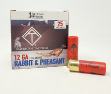 American Tactical 12 Gauge Ammunition Rabbit & Pheasant ATIACL12G4C 2-3/4" #4 Shot 1oz 1180fps CASE 250 Rounds