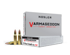 Nosler 221 Rem Fireball Ammunition Varmageddon NOS65120 40 Grain Flat Base Hollow Point 20 Rounds