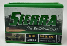 Sierra 30 Cal (.308 Dia) Reloading Bullets Gameking SRAA2236 205 Grain Hollow Point Boat Tail 100 Pieces