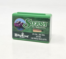 Sierra 20 Cal (.204 Dia) Reloading Bullets Blitzking SRAA1032 32 Grain Ballistic Tip 100 Pieces